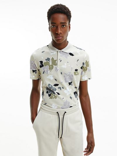 Calvin Klein Ruhák HU060469 | Calvin Klein Slim Organic Cotton Floral Férfi Pólóing Virágos / Szürke